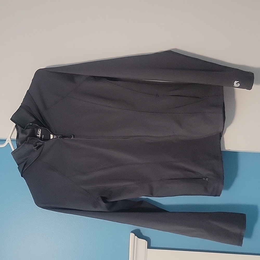 Gray hooded zip up jacket